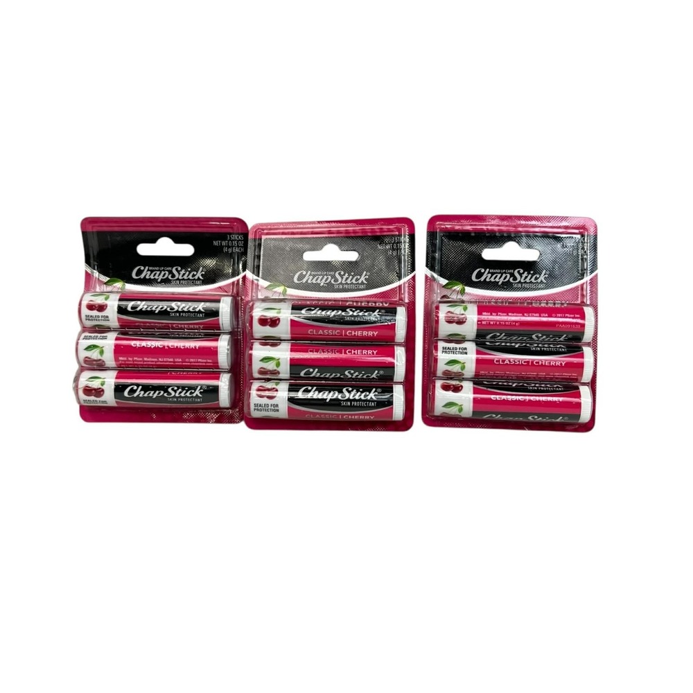 ChapStick 9ct Red Classic Cherry Lip Balm Skin Protectant Moisturizer Bulk‎ Pack